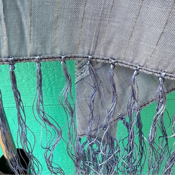 100% SILK BLUE COLORBLOCK GOLD THREAD MIXED MEDIA LARGE SCARF WRAP - Picture 4 of 7